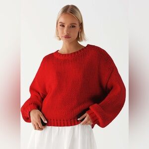 Peppermayo Oversized Chunky Knit Red Costella Knit Sweater Size L/XL